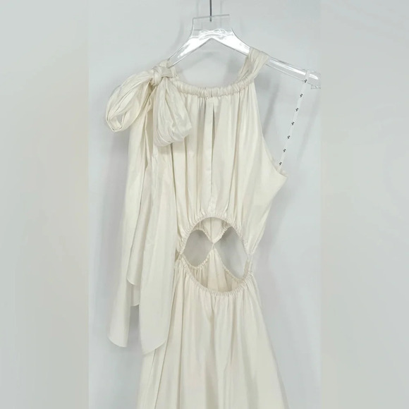 Aje Revolve Henriette Tie-Neck Halter Cut-Out Waist Midi Dress Small Ivory - Picture 8 of 15